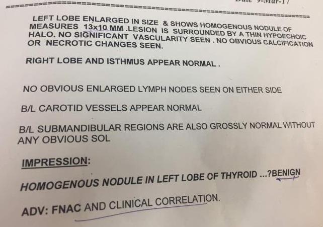 USG Report Of Goiter In Lady
