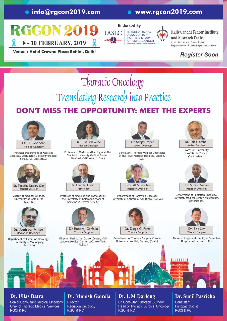 RGCON2019 -Thoracic Oncology -Multidisciplinary Meet Organized By Rajiv Gandhi Cancer Institute Delhi