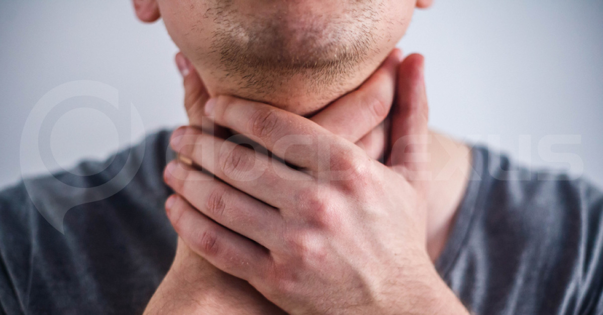 Man Feeling that Food is Stuck in His Throat