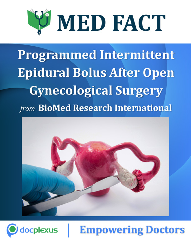 Epidural Bolus For Postoperative Analgesia After Open Gynecological Surgery