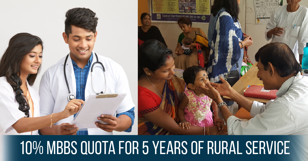 Ten Percent MBBS Quota For Five Years Of Rural Service