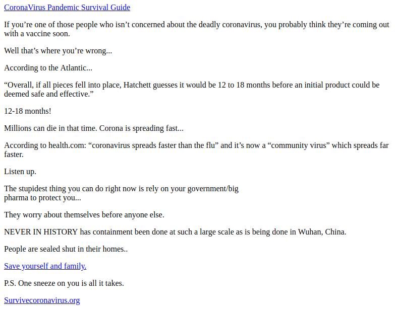 Corona Virus Update