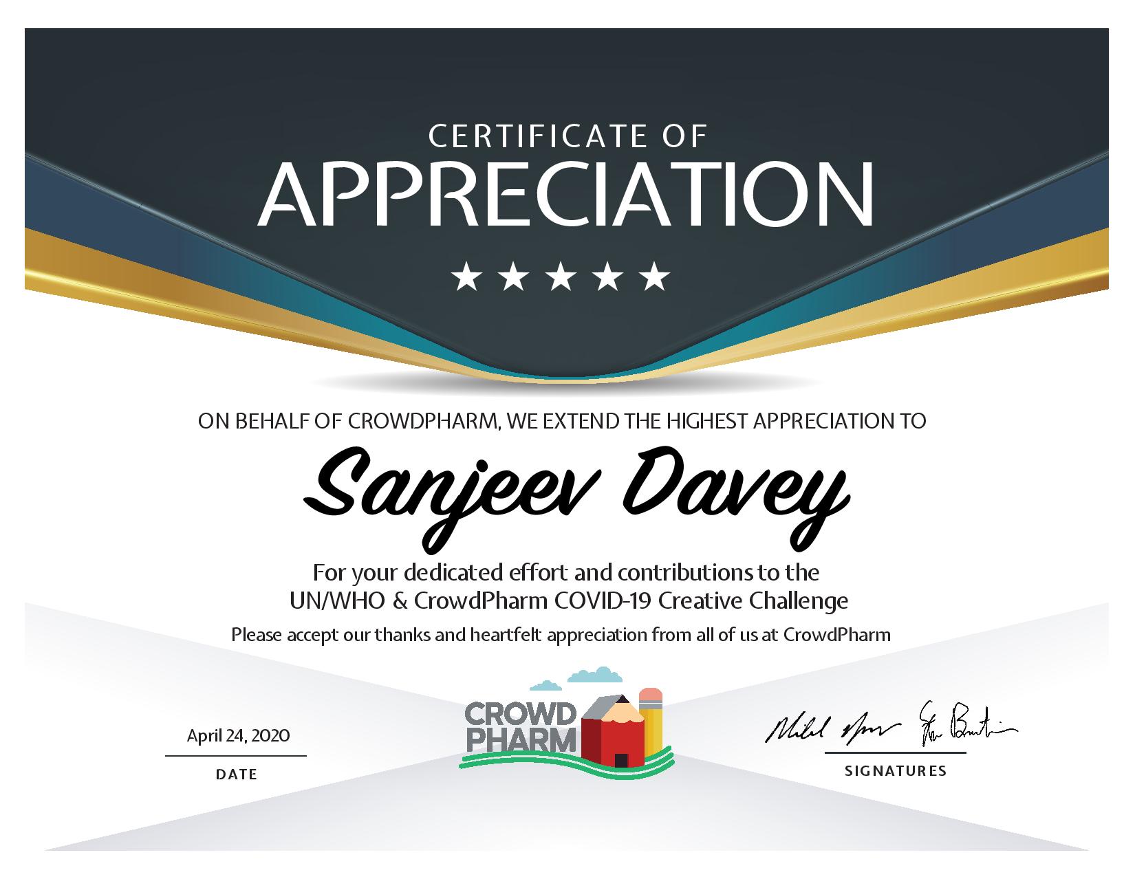 Certificate Of Appreciation