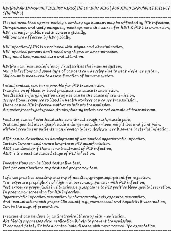 HIV (Human Immunodeficiency Virus) Infection/AIDS (Acquired Immunodeficiency Syndrome)