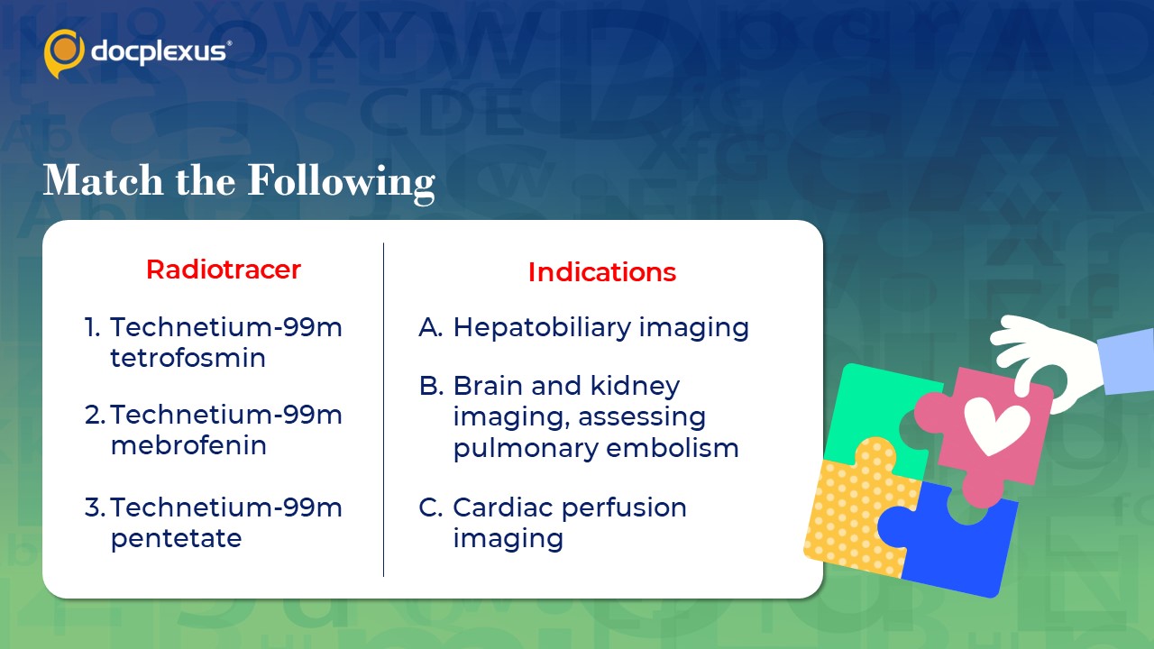 Match the Correct Pair of Radiotracers and Their Indications