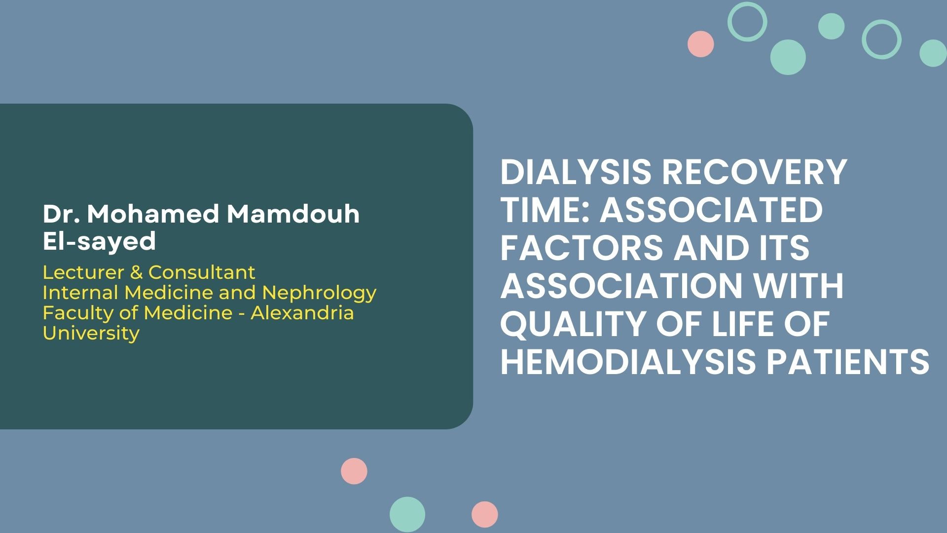 Dialysis Recovery Time: Associated Factors And Its Association With Quality Of Life Of Hemodialysis Patients