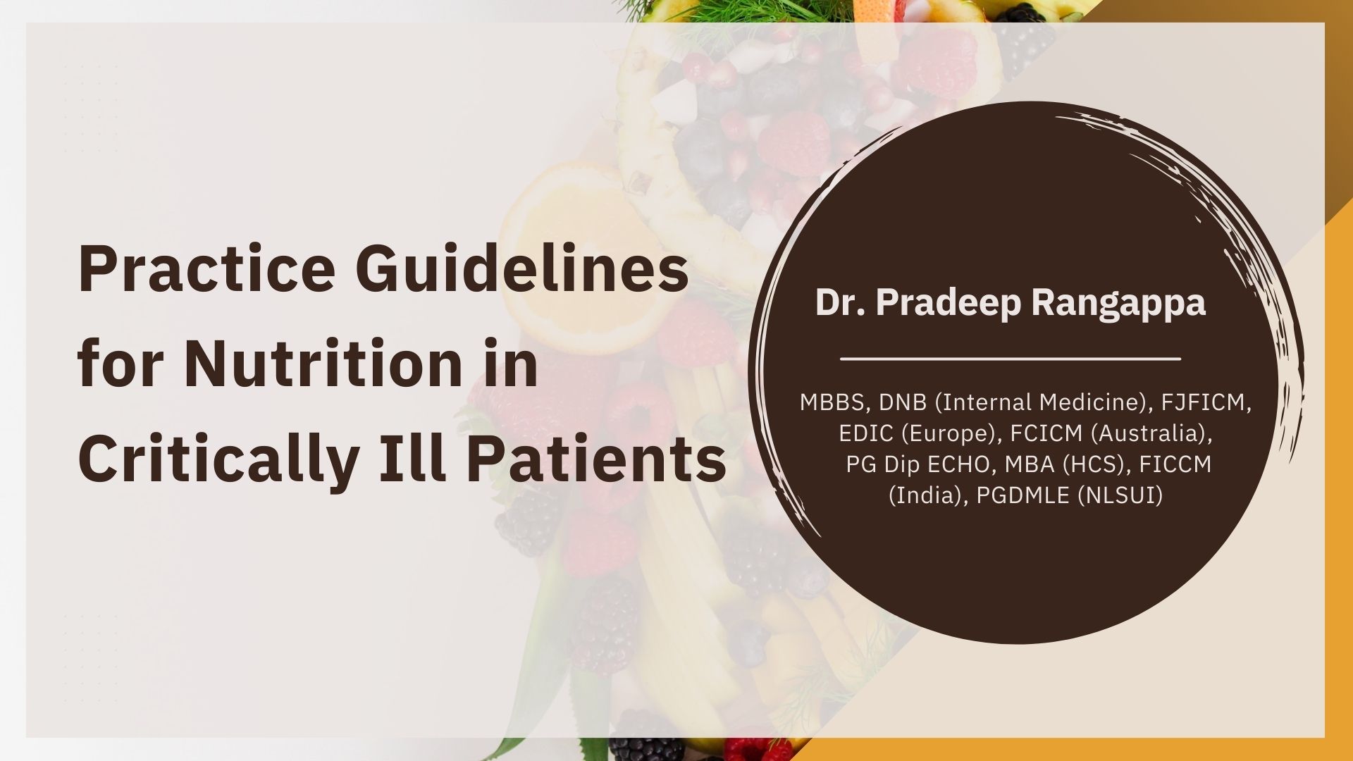 Practice Guidelines for Nutrition in Critically Ill Patients