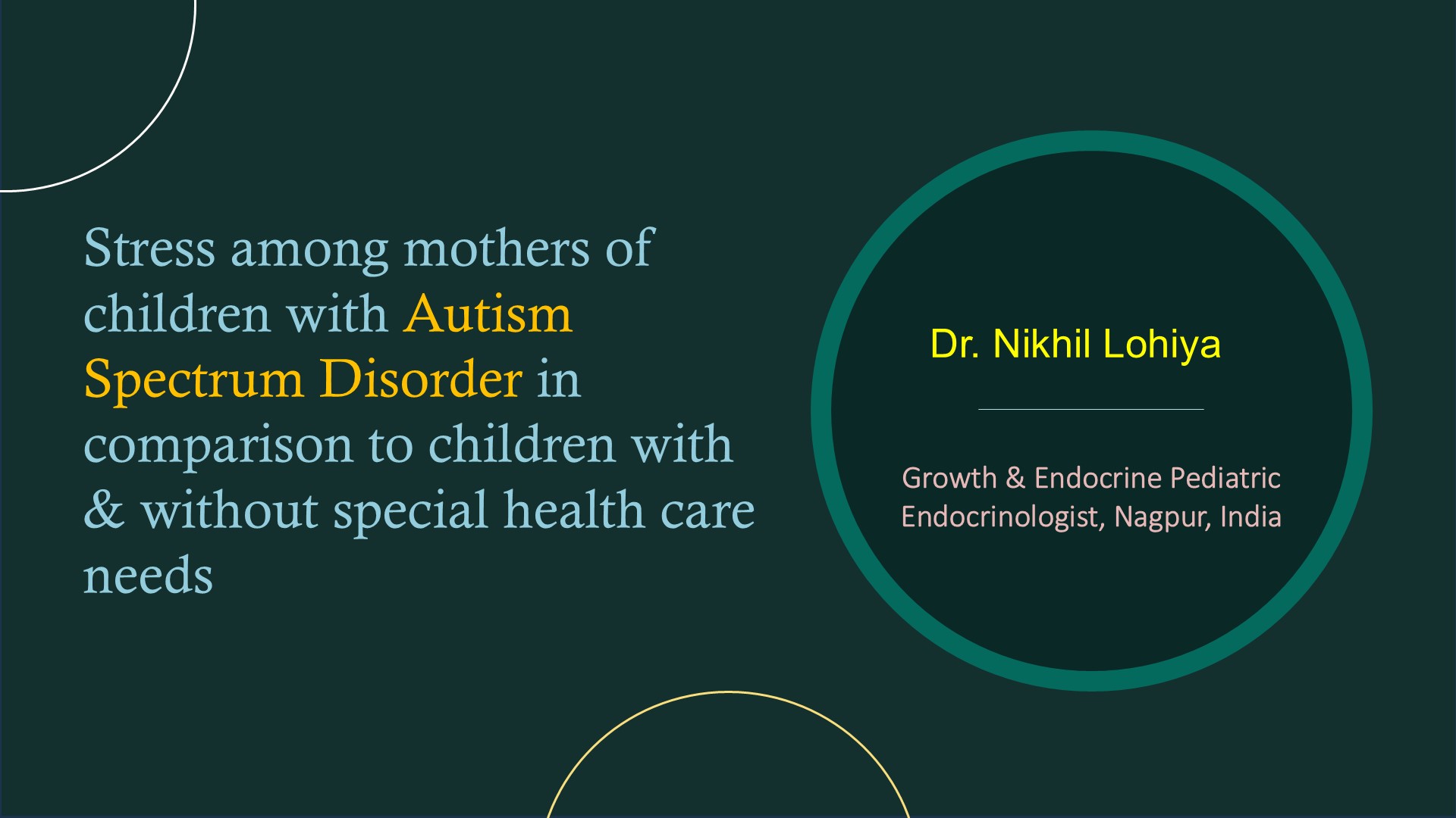 Stress Among Mothers Of Children With Autism Spectrum Disorder In Comparison To Children With & Without Special Health Care Needs