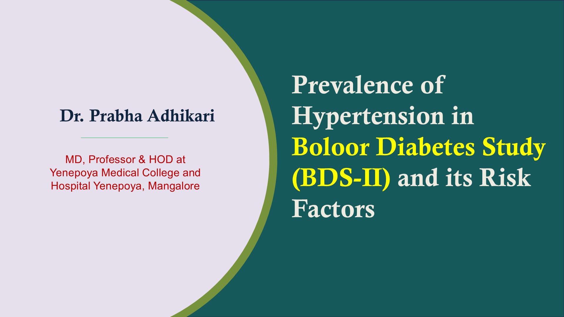 Prevalence of Hypertension in Boloor Diabetes Study (BDS-II) and its Risk Factors