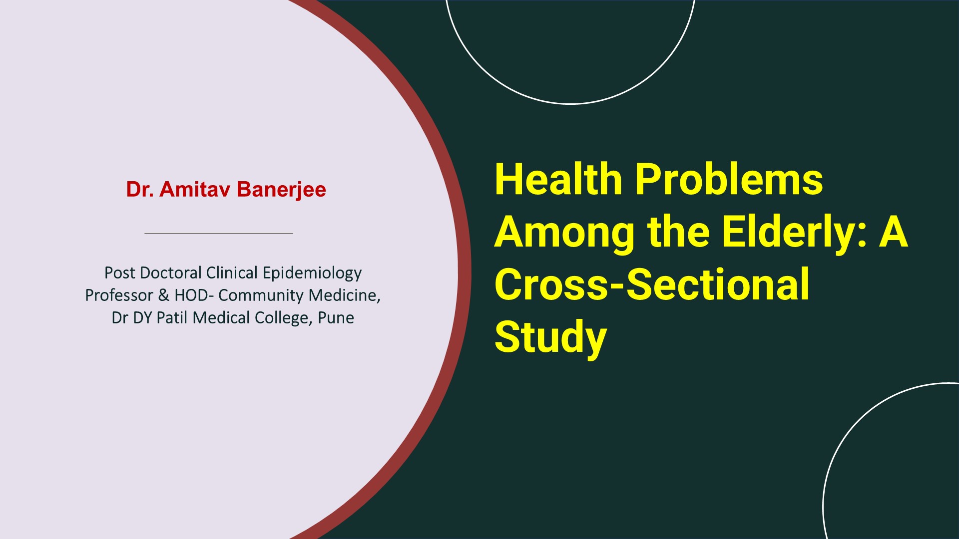 Health Problems Among the Elderly: A Cross-Sectional Study
