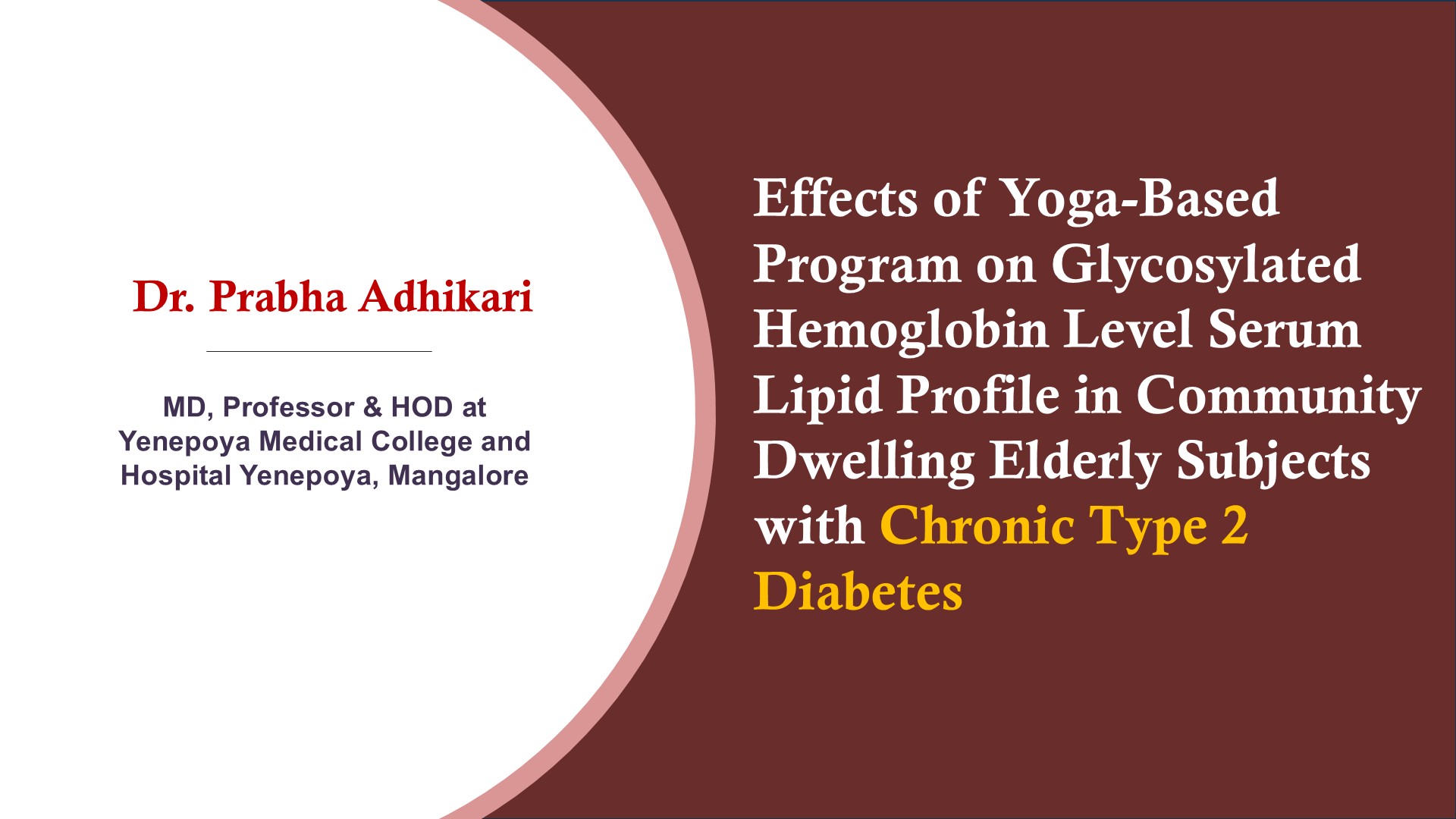 Effects Of Yoga-based Program On Glycosylated Hemoglobin Level Serum Lipid Profile In Community Dwelling Elderly Subjects With Chronic Type 2 Diabetes