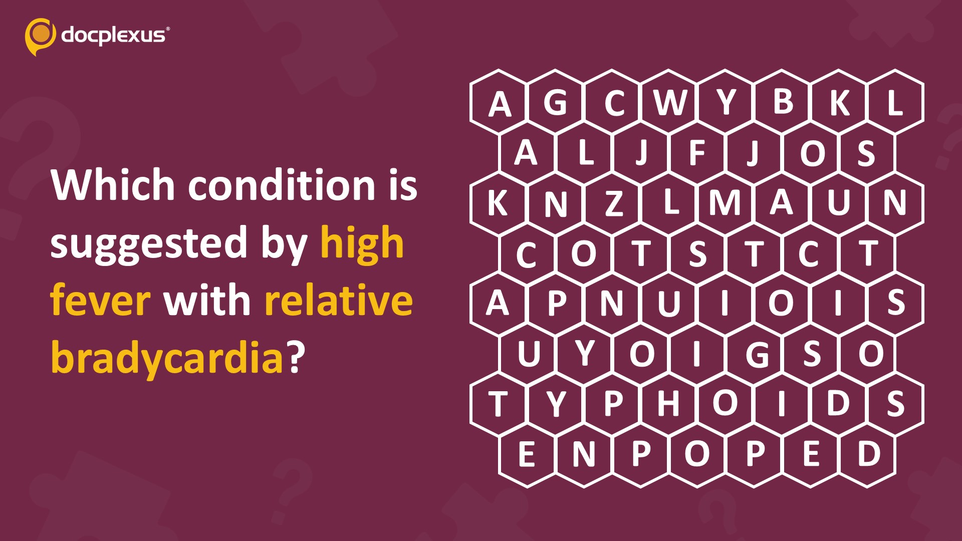 Identify the Condition Suggested by High Fever with Relative Bradycardia