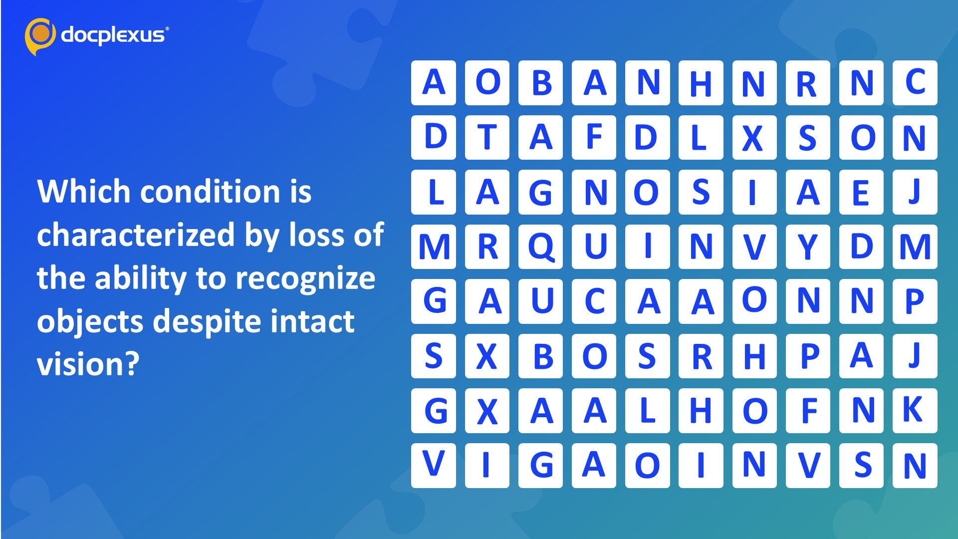 Identify the Condition Characterized by Loss of Ability to Recognize Objects Despite Intact Vision